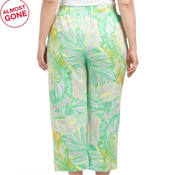 NEW SUNNY LEIGH Plus rayon Linen Blend Tie Front Top Green/Blue Multi 261tn - Picture 5 of 5